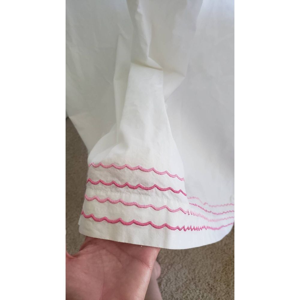 Land of Nod Curtain Panel - White with Pink Detail